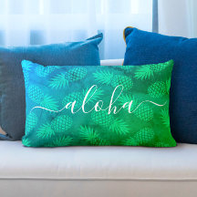 Aloha-Schriftzeichen Türkis-Grünes Ananas-Muster
