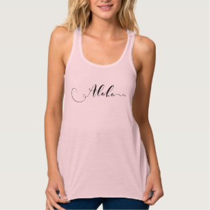 Aloha Schwarz Trendige Moderne Kalligrafie Schrift Tank Top