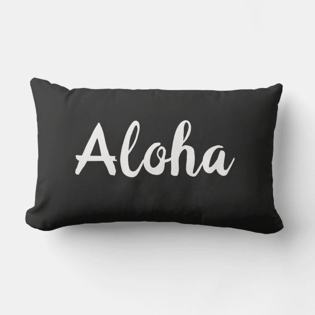 Aloha schwarzes Kissen - im Freien Für Draußen (Vorderseite)