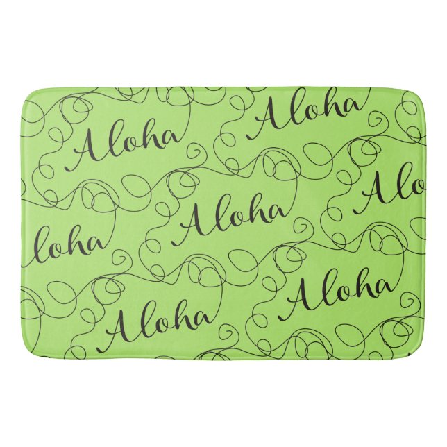 ALOHA schwarzes, nahtloses Muster mit LINES Badematte (Vorderseite)