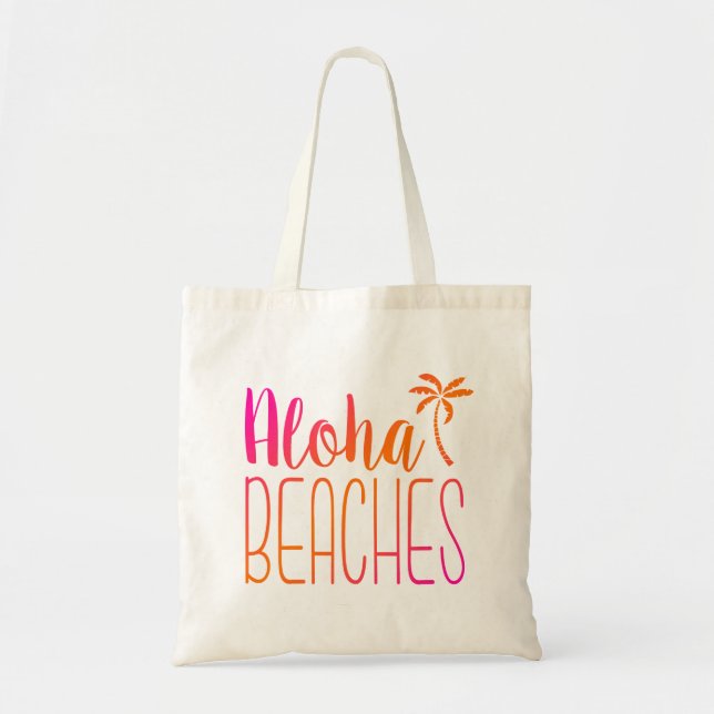Aloha setzt | rosa und orange Taschen-Tasche auf Tragetasche (Vorne)