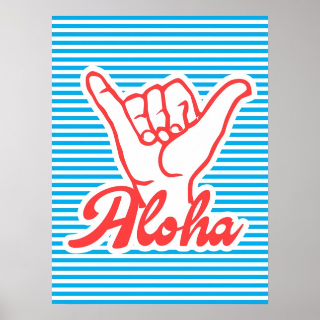 Aloha, Shaka Hand, Sommerposter, blau Poster (Vorne)