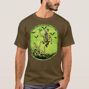 Aloha Skeleton Surfboard Wave Vintag Gra T-Shirt