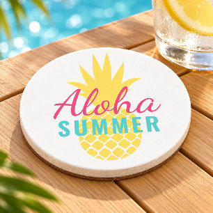 Aloha Sommer Tropische Gelbe Ananas Getränkeuntersetzer