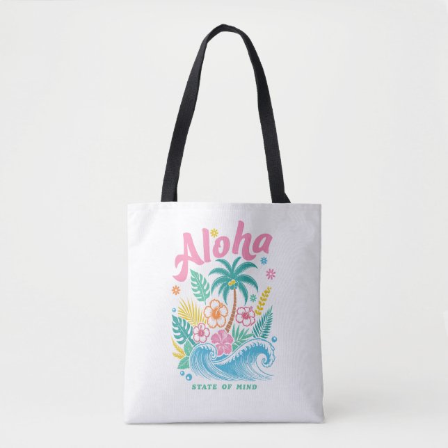 "Aloha State of Mind" Funny Boho Coastal  Tasche (Vorderseite)