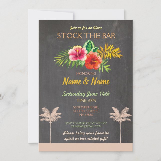 Aloha Stock Bar Luau Tiki Verlobung Einladung (Vorderseite)