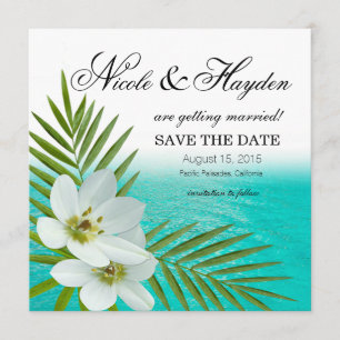 Aloha Strand Tropische Blumen Save the Date Einladung