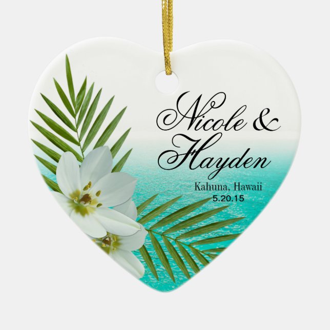 Aloha Strand-tropisches Blumen-Foto Keramik Ornament (Vorne)