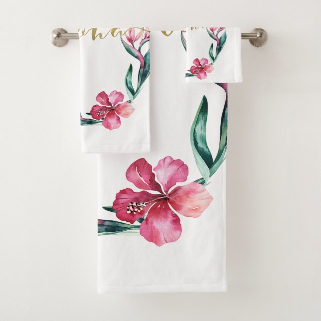 Aloha Summer Floral Hibiskus Blume Wreath Badhandtuch Set (Insitu)