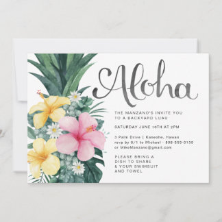 Aloha Summer Luau Party Einladung