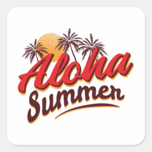 Aloha Summer Quadratischer Aufkleber