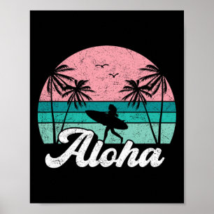 Aloha Surferin Hawaii Vintage Hawaiian Surfen Poster