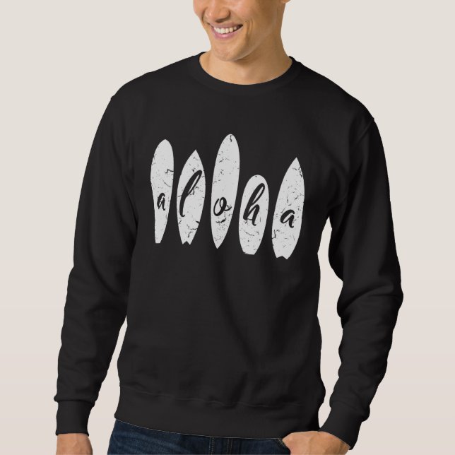 Aloha Surfing Beach Sommerferien Surfbrett Haw Sweatshirt (Vorderseite)