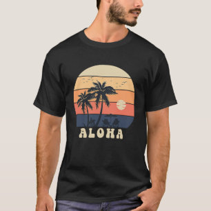 Aloha Surfing Hawaiian Urlaub Sunset Palm Tree T T-Shirt