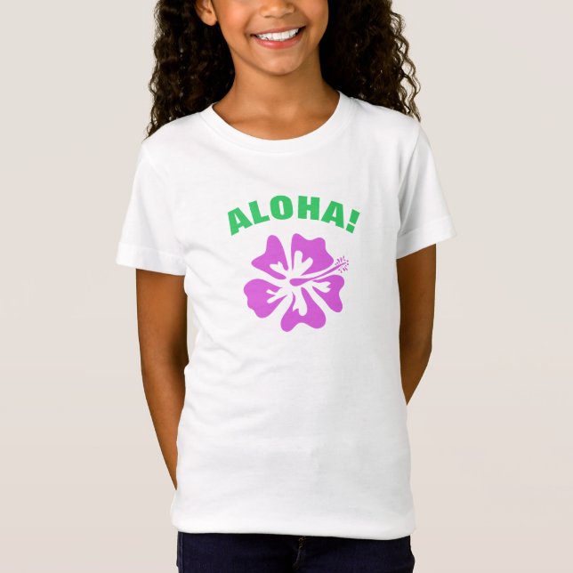 Aloha T-shirt avec la fleur hawaïenne de ketmie (Devant)