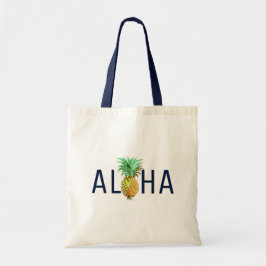 Aloha Text & Ananas tropisches Design Tragetasche