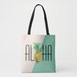 Aloha Text mit Ananas tropischer Geometrie zurück Tasche