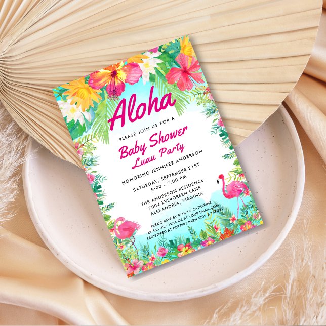 Aloha Tropical Baby Shower Luau Einladung (Von Creator hochgeladen)