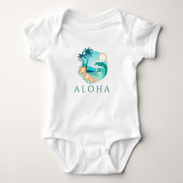 Aloha Tropical Baby Strampler (Vorderseite)