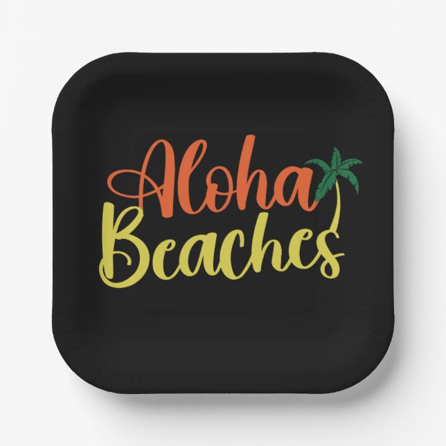 Aloha Tropical Beach Design Pappteller (Vorderseite)
