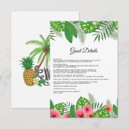 Aloha Tropical Beach Hochzeitgäste Details Begleitkarte