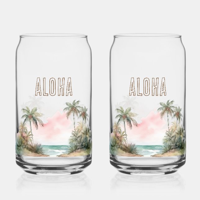 Aloha Tropical Beach Palm Trees Dosenglas (Vorderseite)