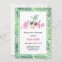 Aloha Tropical Bridal Shower Invitation Ananas
