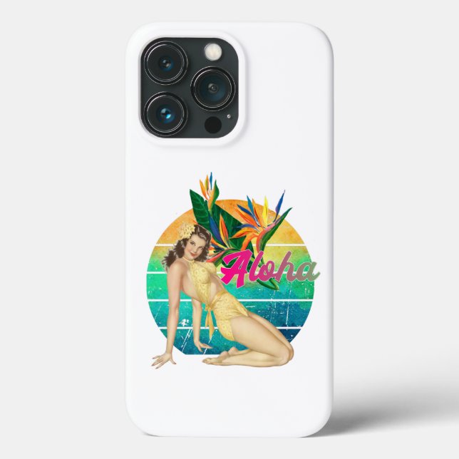 Aloha Tropical Button-up Girl Retro-Sonnenuntergan Case-Mate iPhone Hülle (Rückseite)