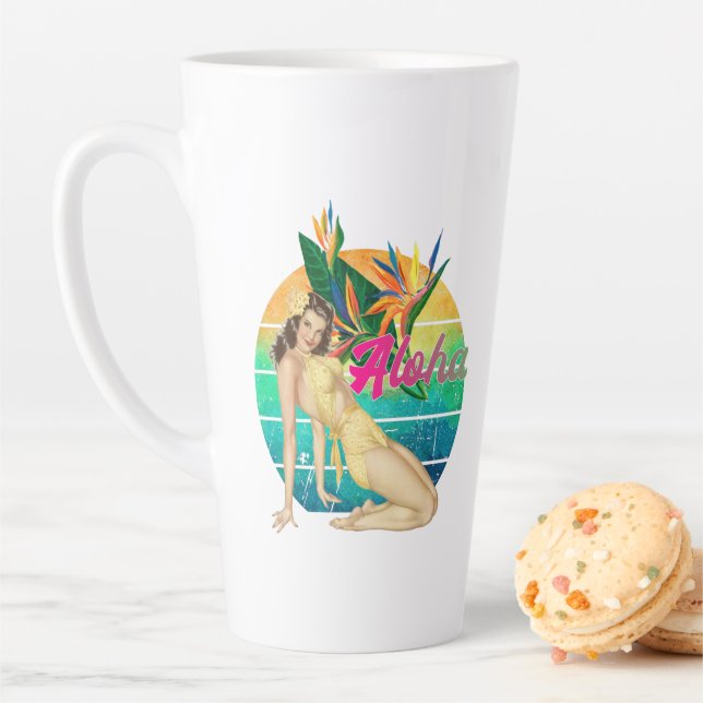 Aloha Tropical Button-up Girl Retro-Sonnenuntergan Milchtasse (Beispiel)