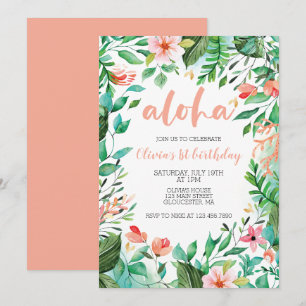 Aloha Tropical erster Geburtstag Luau Einladung