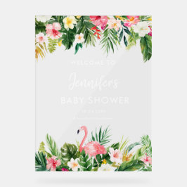 Aloha Tropical Flamingo Babydusche Acrylschild
