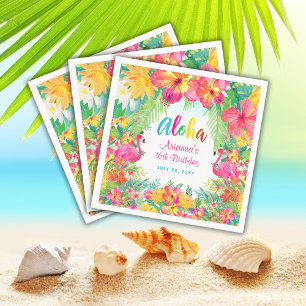 Aloha Tropical Flamingo Geburtstag Luau Papier Serviette