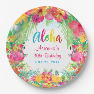 Aloha Tropical Flamingo Geburtstags-Luau-Party Pappteller