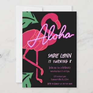 Aloha Tropical Flamingo Hawaiian Geburtstag Einladung