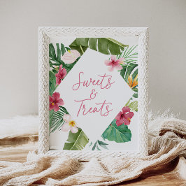 Aloha Tropical Floral Geburtstags-Süßigkeiten und Poster