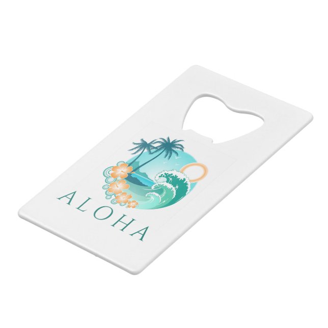 Aloha Tropical Geldkarten Flaschenöffner (Vorderseite Schrägansicht)