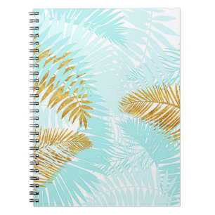 Aloha-Tropical Gold Metal Foil Aqua Palm Blätter Notizblock