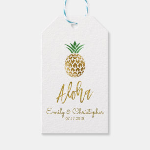Aloha Tropical Hawaiian Ananas Hochzeit White Geschenkanhänger