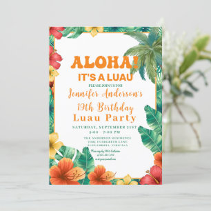 Aloha Tropical Hawaiian Floral Luau Geburtstagspar Einladung