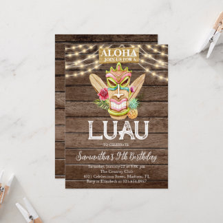 Aloha Tropical Hawaiian Tiki Luau Birthday Party Einladung