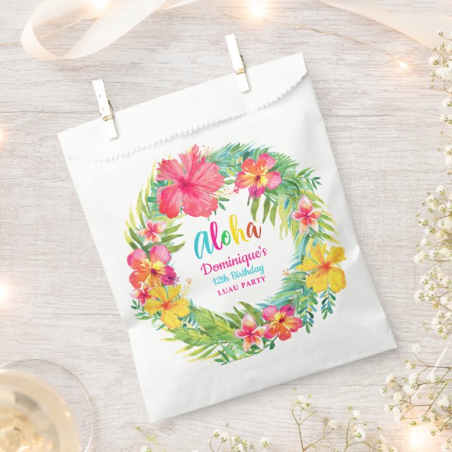 Aloha Tropical Hibiskus Luau Birthday Geschenktütchen (Ausgeschnitten)