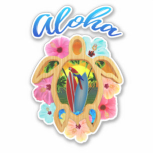 Aloha Tropical Honu Sea Turtle Aufkleber