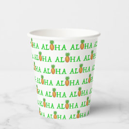 ALOHA Tropical Island Hawaiian Pineapi Hawaii Pappbecher