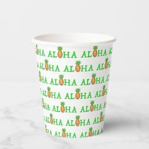 ALOHA Tropical Island Hawaiian Pineapi Hawaii Pappbecher
