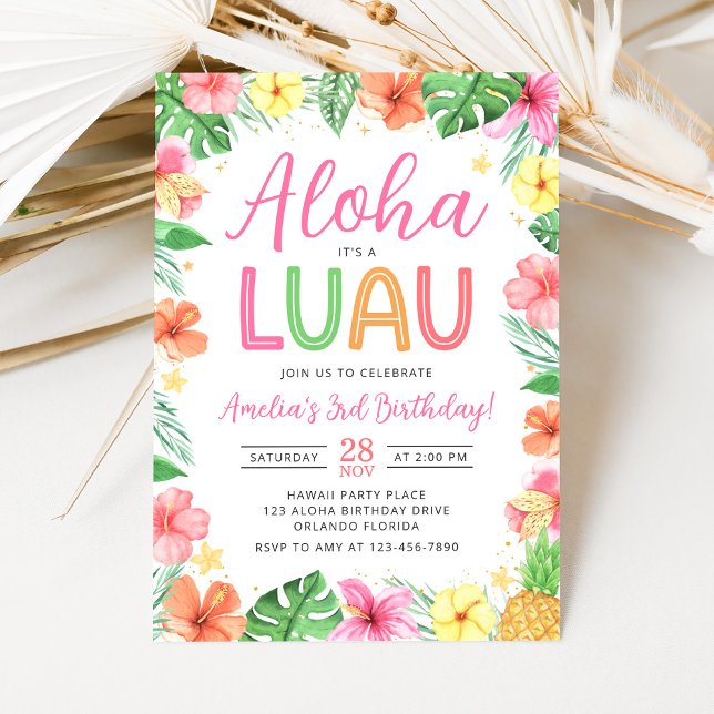 Aloha Tropical Luau Birthday Party Invitation Einladung (Von Creator hochgeladen)