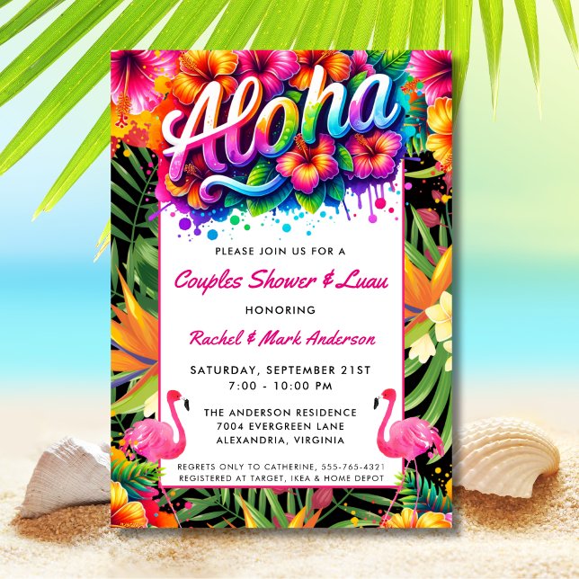 Aloha Tropical Luau Couples Bridal Shower Einladung (Von Creator hochgeladen)