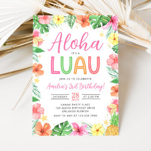 Aloha Tropical Luau Geburtstagseinladung Einladung