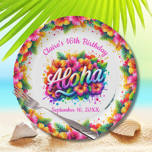 Aloha Tropical Luau Geburtstagsfeier Pappteller