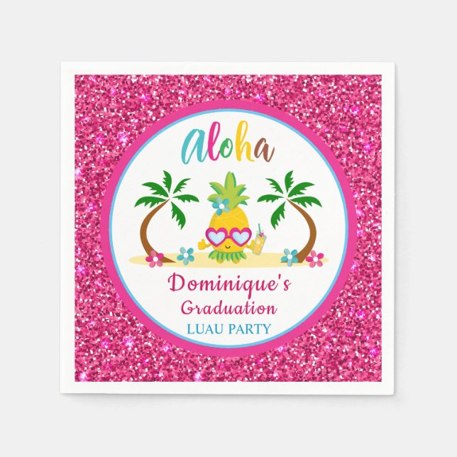 Aloha Tropical Luau Graduation Party Paper Serviette (Vorderseite)