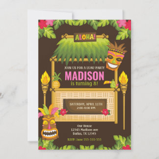 Aloha Tropical Luau Invitation d'anniversaire Flor